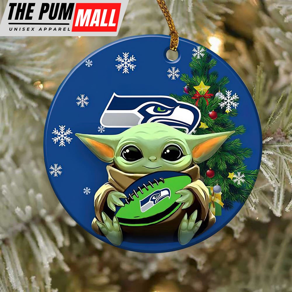Seattle Seahawks Baby Yoda NFL Christmas Ornaments Limited Edition