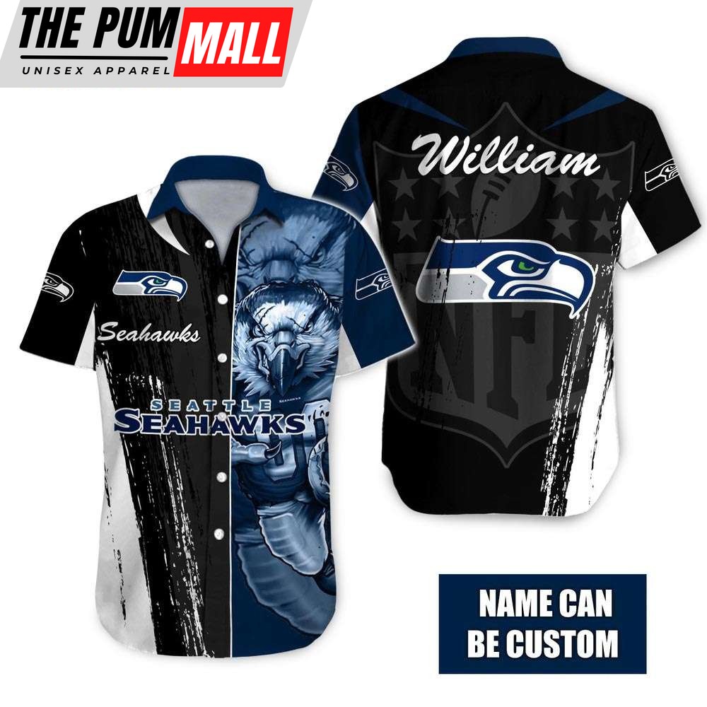 Seattle Seahawks Blitz Mascot Personalized NFL Hawaiian Shirt