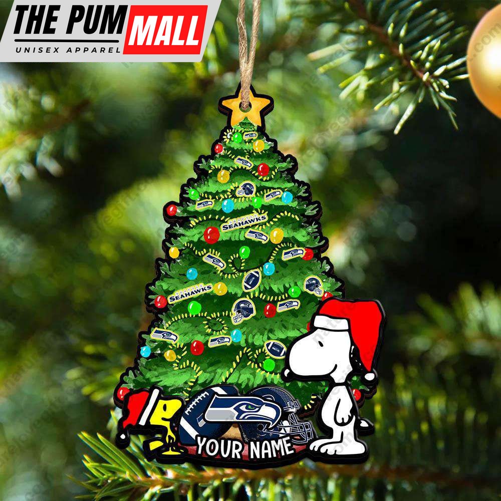 Seattle Seahawks Custom Snoopy Peanuts Christmas Ornament Xmas Tree Decoration Limited Edition