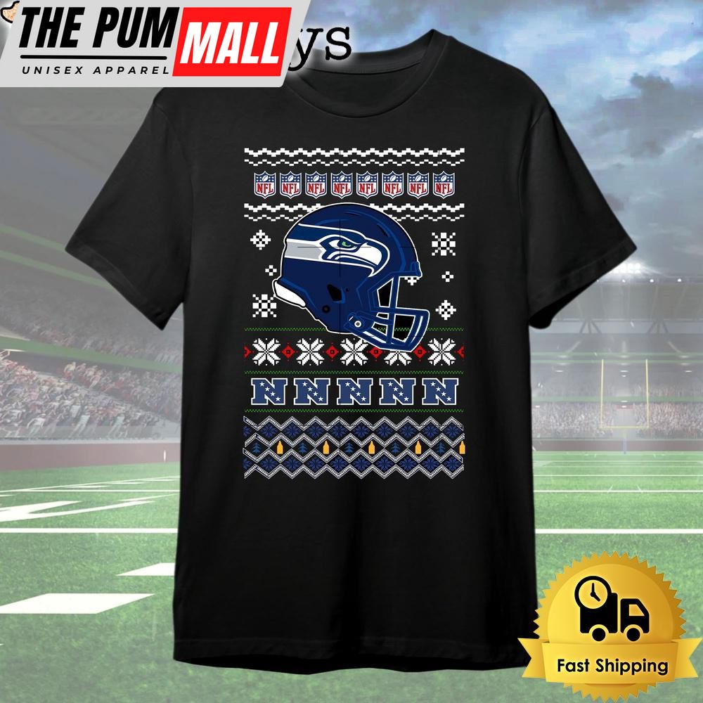 Seattle Seahawks Helmet Team Christmas T Shirt
