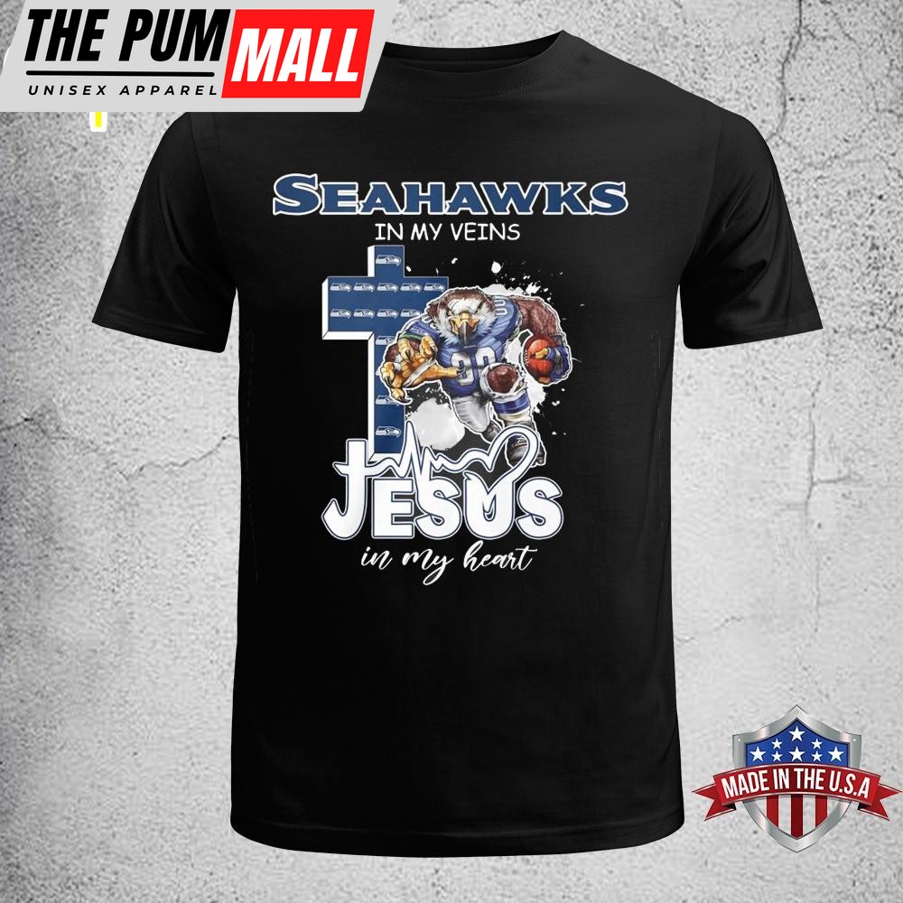 Seattle Seahawks In My Veins Jesus In My Hearts Unisex T-Shirt