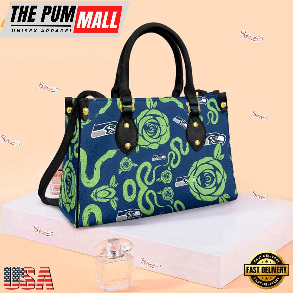 Seattle Seahawks Rose and Flower Pattern NFL Leather Handbag – Baseball Cap Snapback Hats