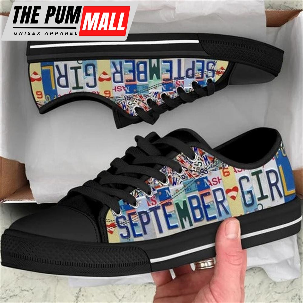September License Plates Canvas Low Top Shoes – Low Top Shoes Mens, Women