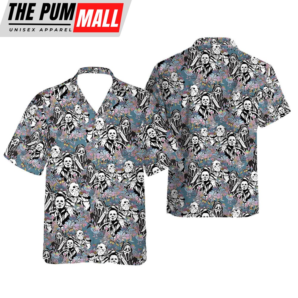 Serial Killer Button Michael Myers Hawaiian Shirt Scream Horror Characters