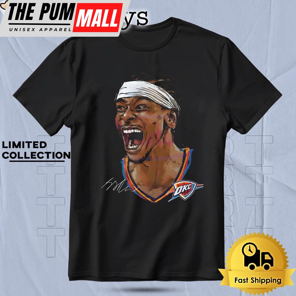 Shai Gilgeous Alexander Oklahoma City Thunder Portrait Art T Shirt