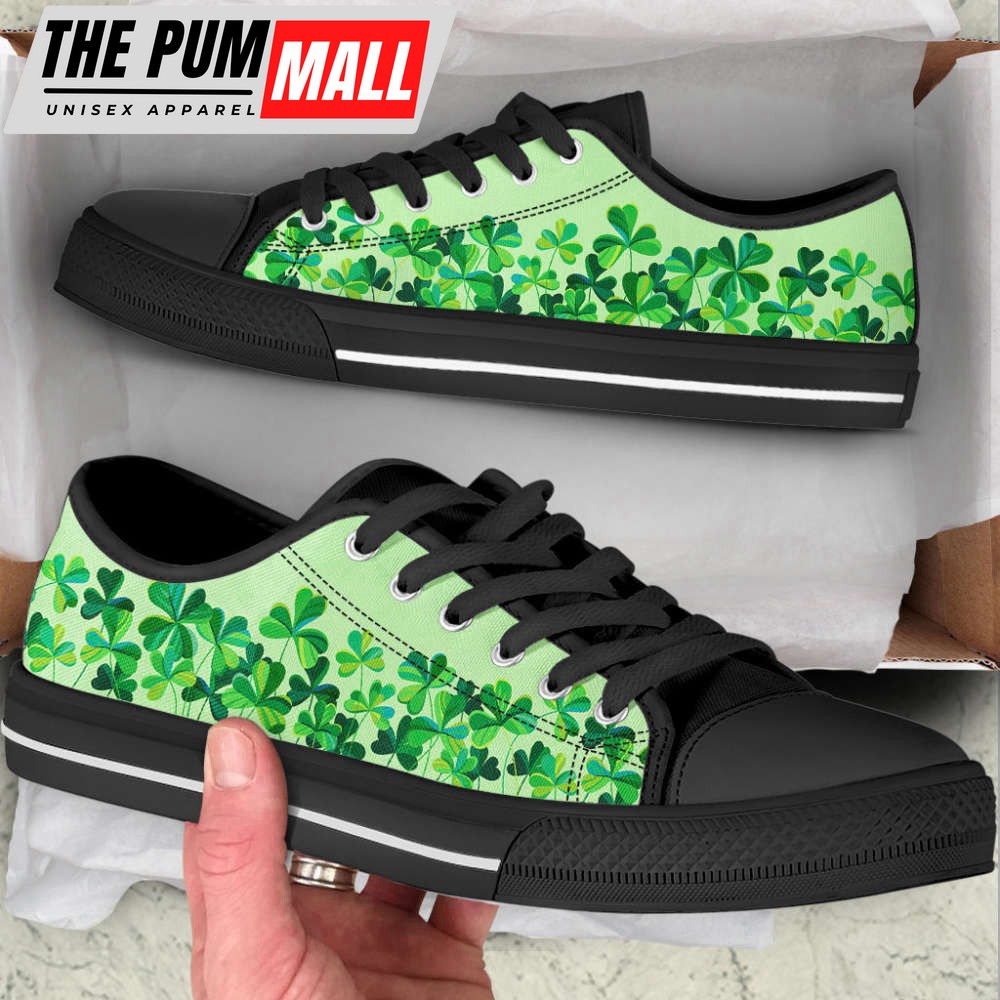 Shamrock Clover Low Top Shoes: Fashionable Canvas Print Comfort