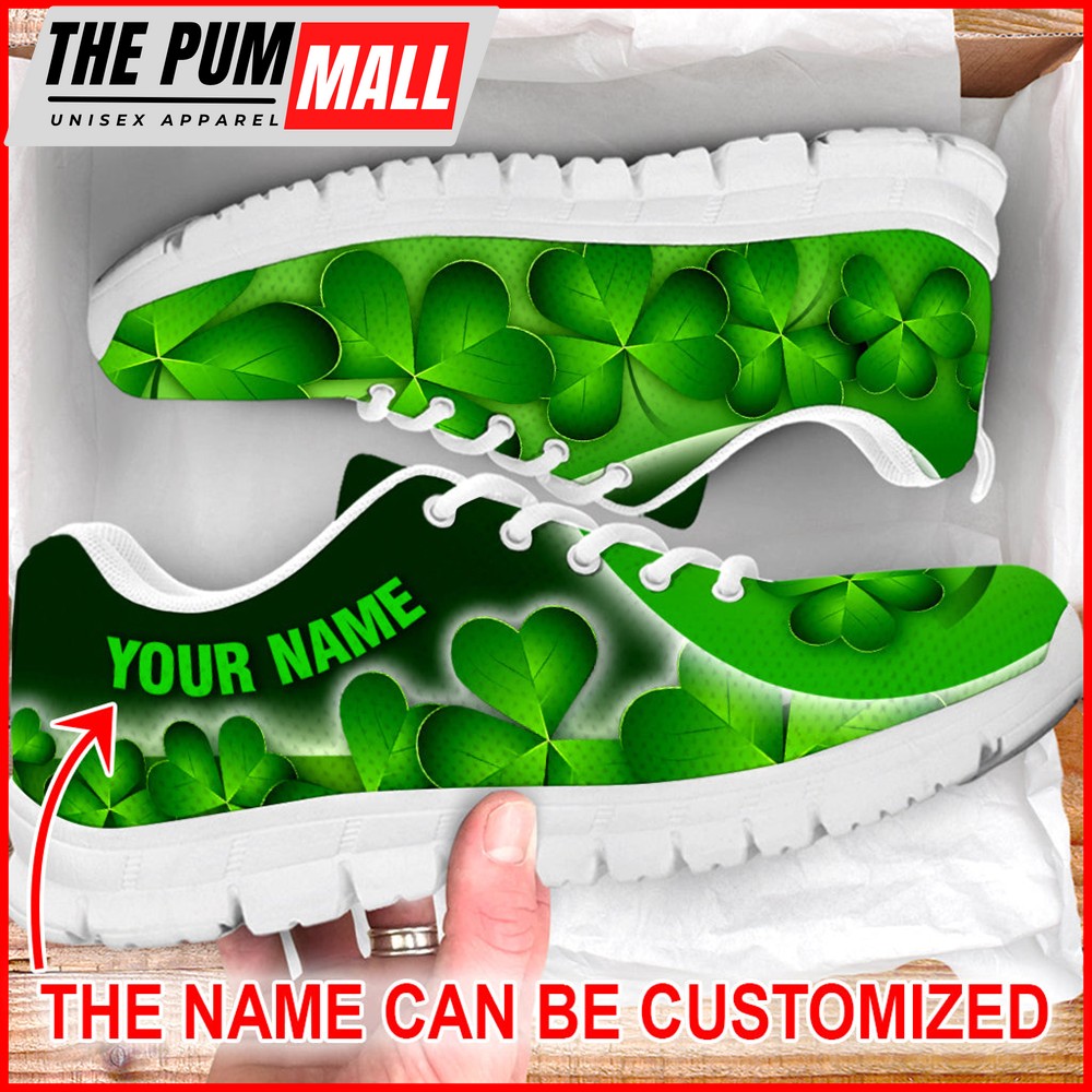Shamrock Green 3d Sneaker -Personalized Custom Shoes – Comfortable Walking Running Shoes – Irish Gift St.Patrick’s Day