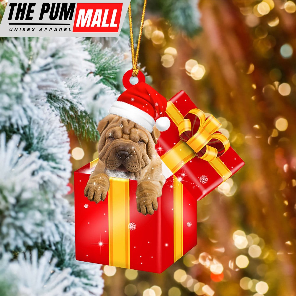 Shar Pei In Red Gift Box Christmas Ornament – Holiday Dog Ornaments Limited Edition