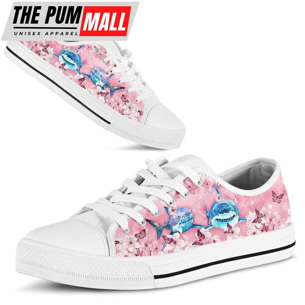 shark-cherry-blossom-low-top-shoes-low-top-shoes-mens-women-ptyajdlk Shark Cherry Blossom Low Top Shoes – Low Top Shoes Mens, Women