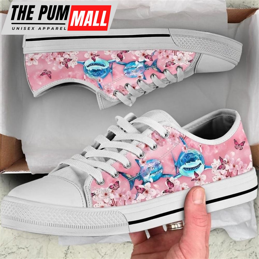 Shark Cherry Blossom Low Top Shoes – Low Top Shoes Mens, Women