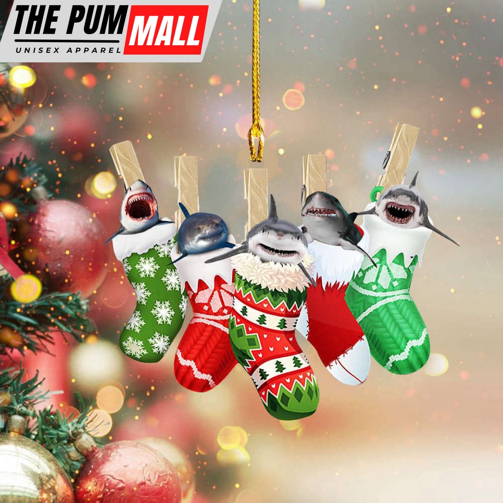 Sharks In Sock Christmas Ornament Animal Shark Ornament For Christmas Tree Decorating Limited Edition