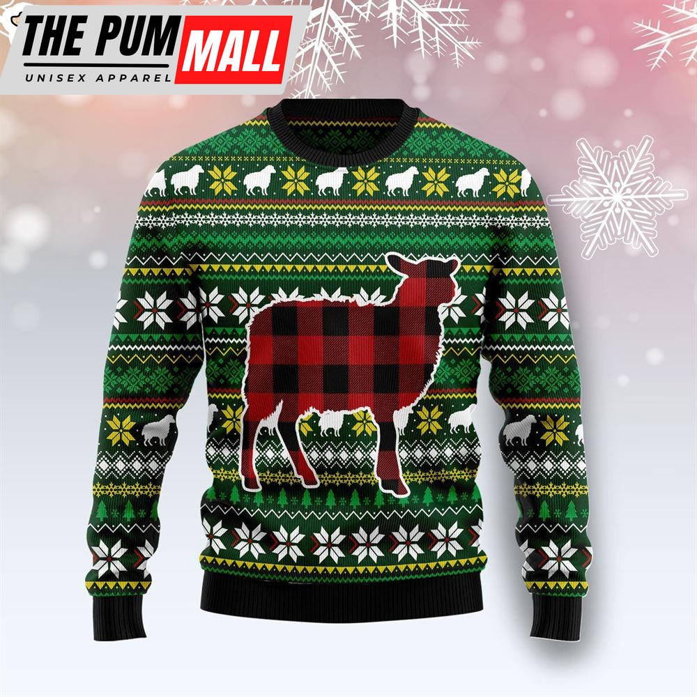 Sheep Red Plaid Ugly Christmas Sweater – Gift For Pet Lovers – Lover Xmas Sweater Gift