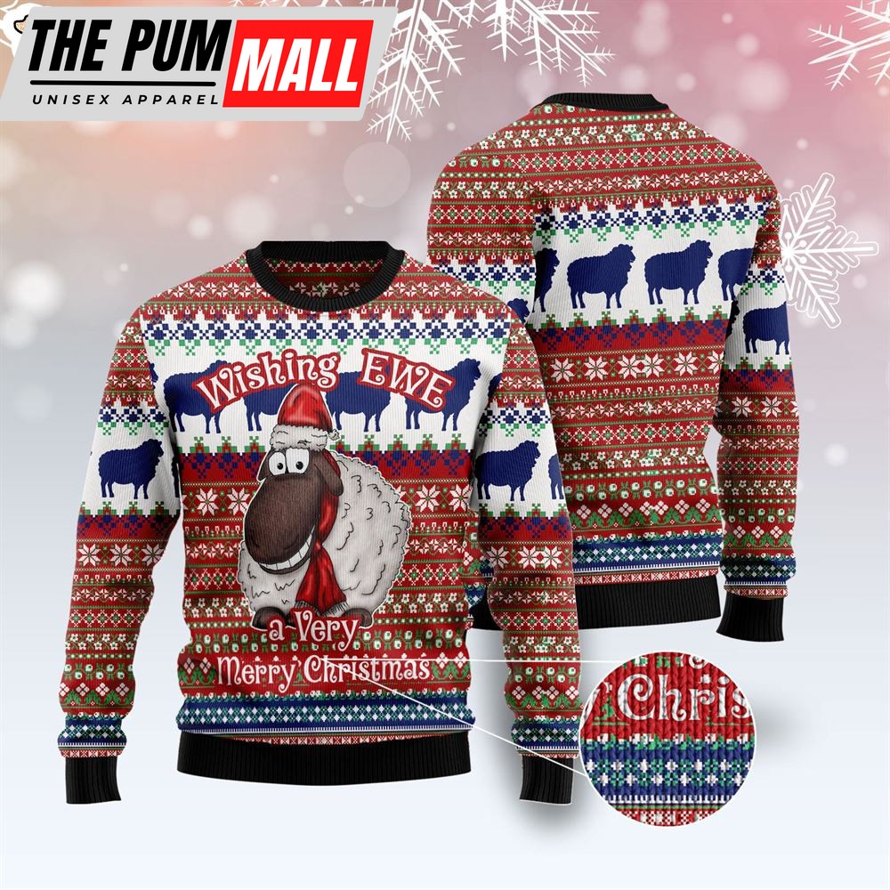 sheep-wishing-ewe-ugly-christmas-sweater-gift-for-pet-lovers-unisex-crewneck-tcqtd2p7 Sheep Wishing Ewe Ugly Christmas Sweater – Gift For Pet Lovers – Unisex Crewneck Sweater