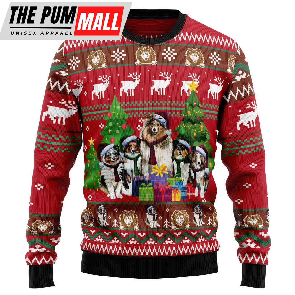 Shetland Sheepdogs Family Snow Ugly Christmas Sweater: Festive and Adorable Holiday Apparel
