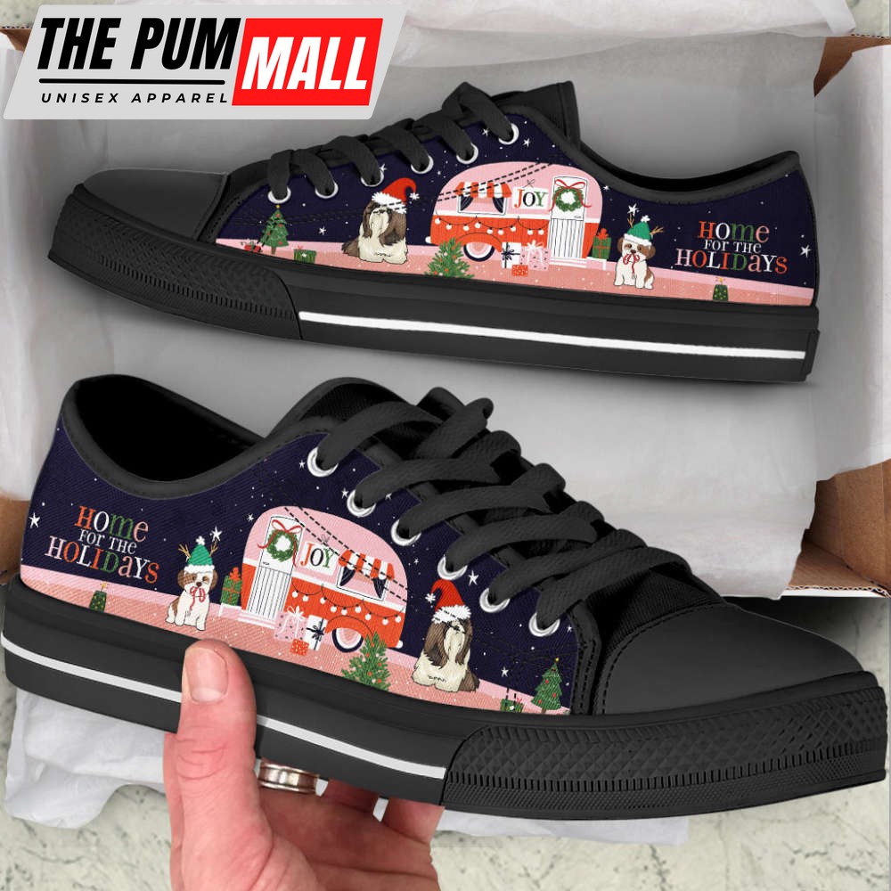 shih-tzu-dog-christmas-car-happy-low-top-shoes-canvas-sneakers-d50icnvs Shih Tzu Dog Christmas Car Happy Low Top Shoes Canvas Sneakers