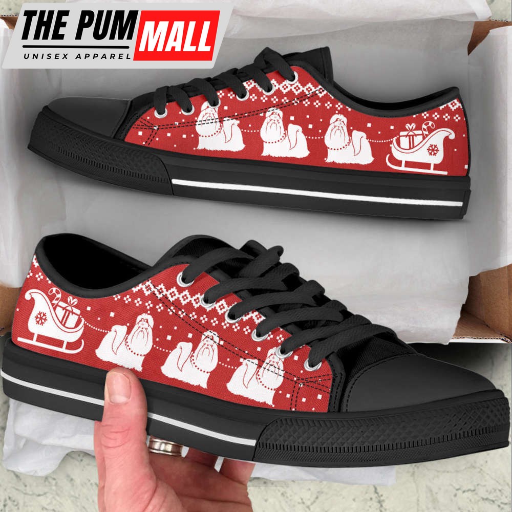 Shih Tzu Dog Christmas Reindeer Gift Car Low Top Shoes Canvas Sneakers