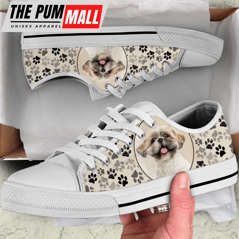 shih-tzu-dog-pattern-brown-low-top-shoes-canvas-sneakers-casual-shoes-fxoopfz4 Shih Tzu Dog Pattern Brown Low Top Shoes Canvas Sneakers Casual Shoes