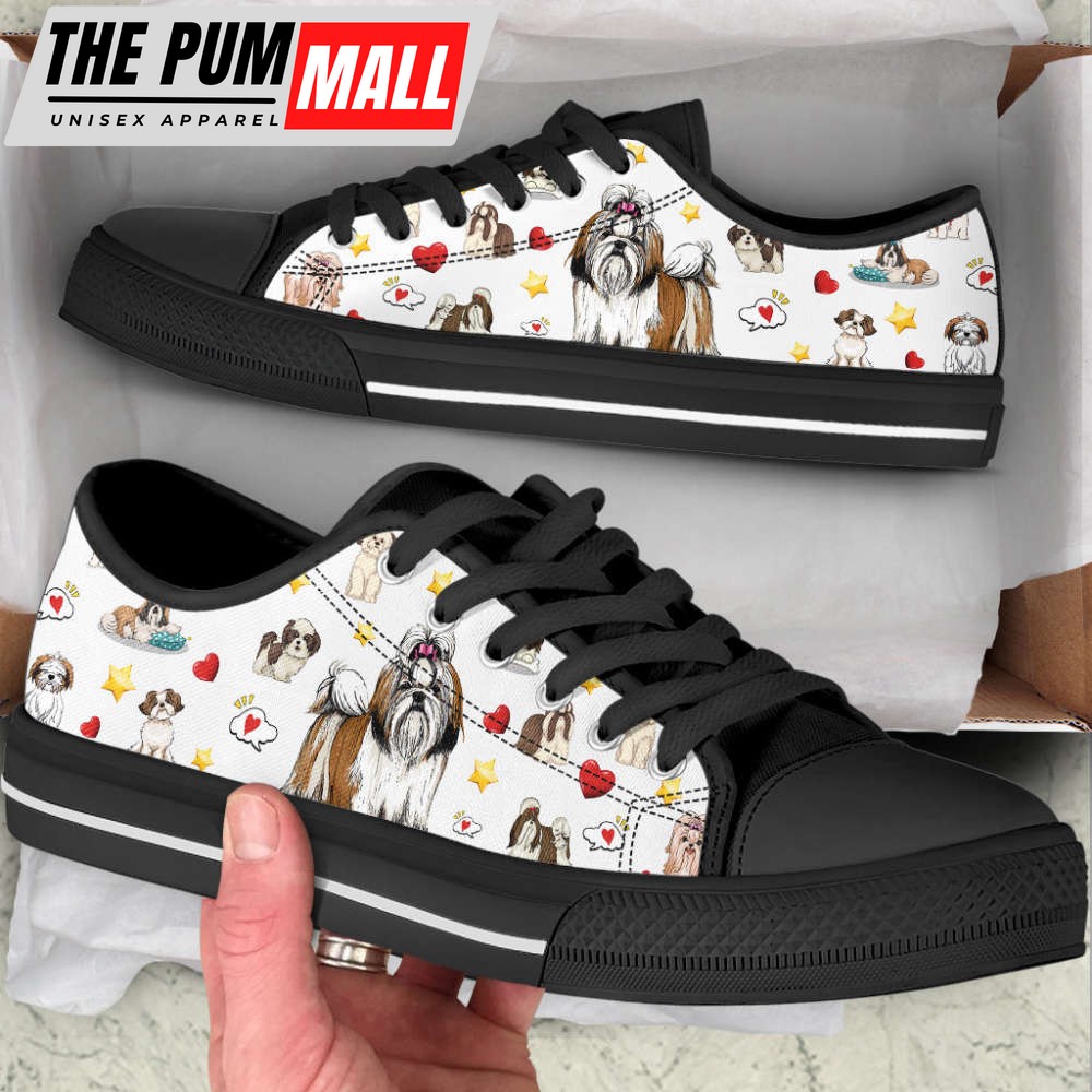 Shih Tzu Heart Star Low Top Shoes Canvas Sneakers Casual Shoes