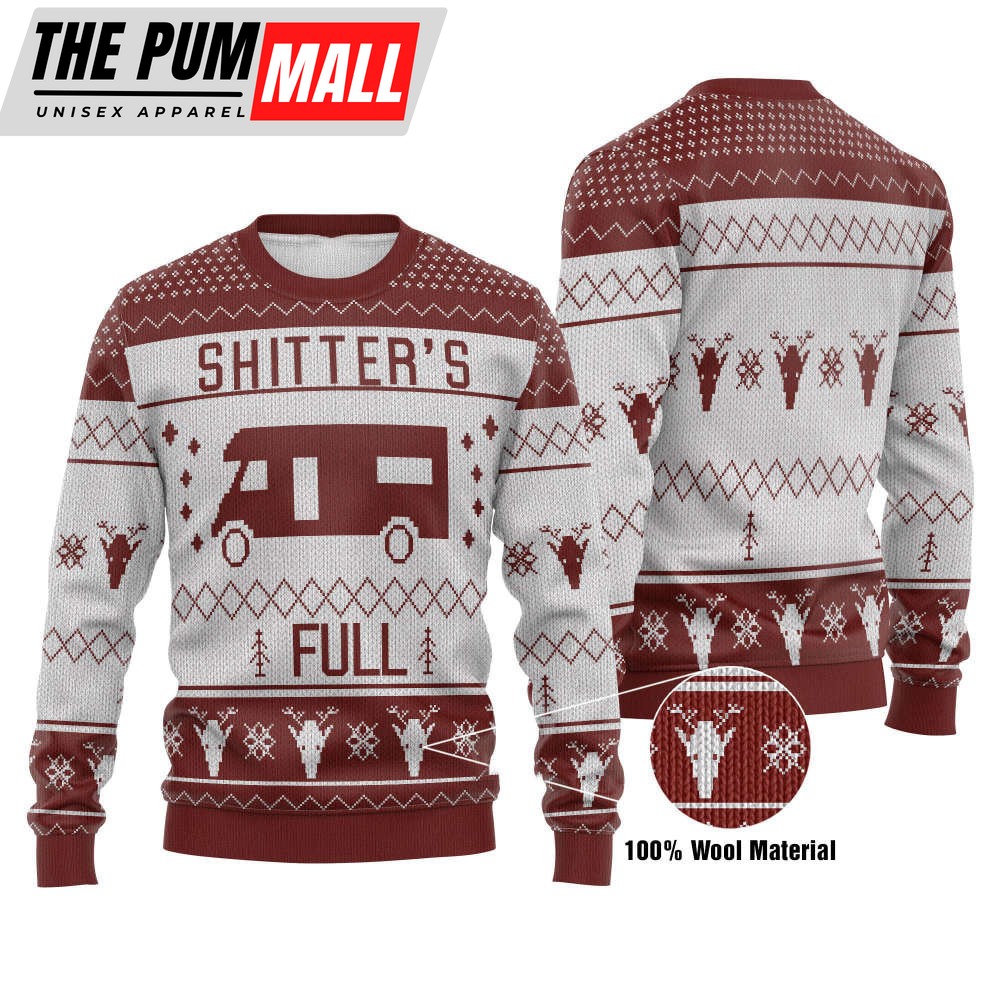 Shitters Full Red Costume Ugly Christmas Sweater, Christmas Gifts For Men and Women