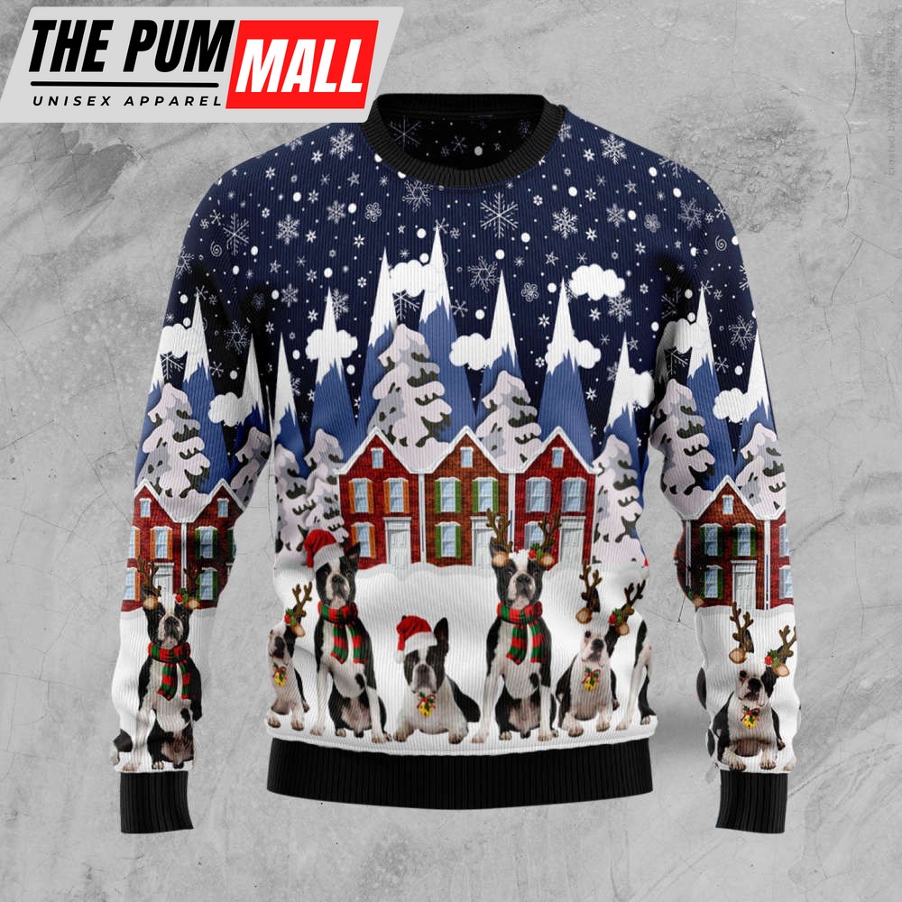 Shop Boston Terrier Family TY0311 Ugly Christmas Sweater – Noel Malalan