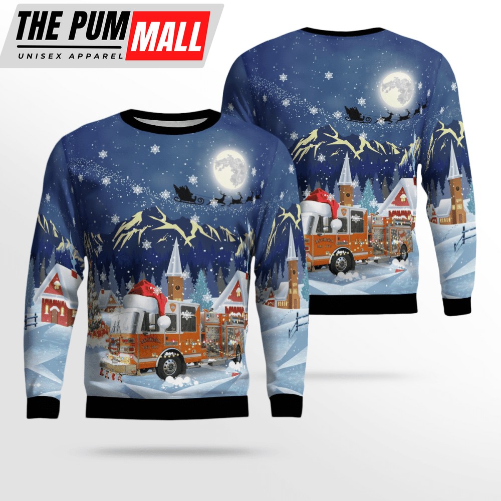 Shop Ohio s Festive Bethesda Fire Department Ugly Christmas Sweater Perfect Christmas Gift
