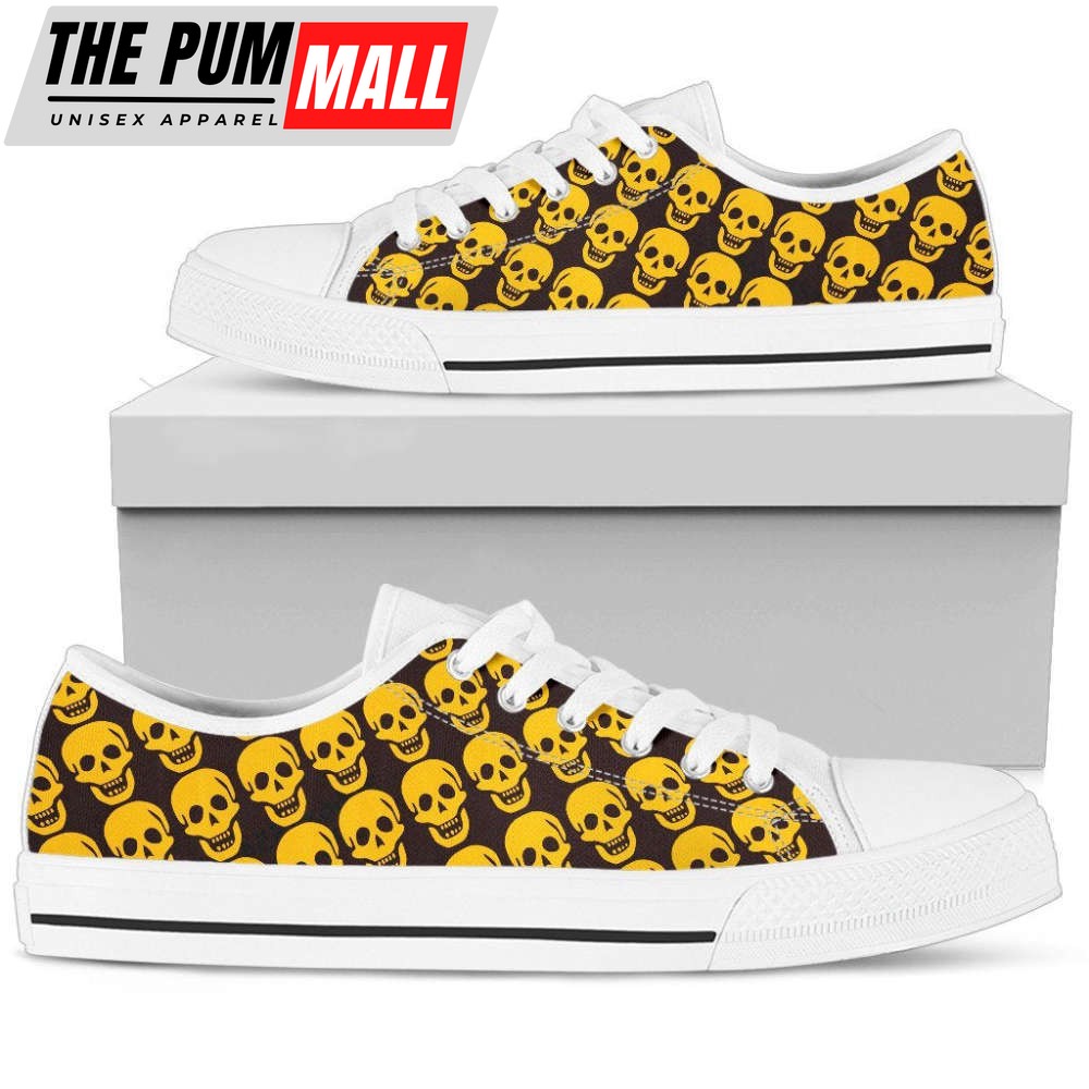 Shop Trendy Yellow Skull Pattern Low Top Shoes – PL18032023