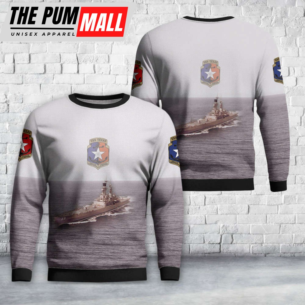 Show Your Naval Pride with USS Texas (CGN-39) Christmas Sweater