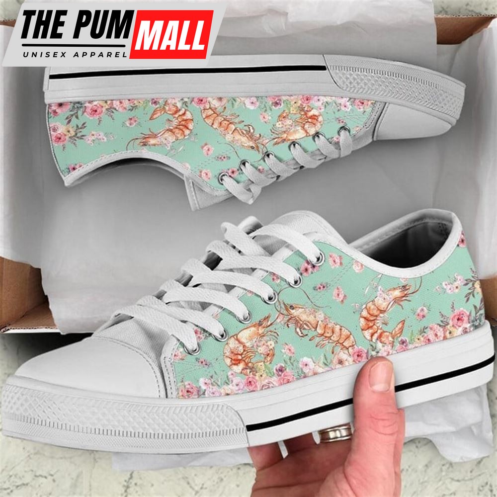Shrimp Sea Flower Watercolor Low Top Shoes – Low Top Shoes Mens, Women