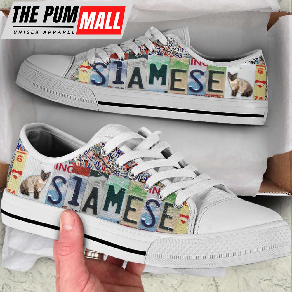 Siamese Cat Lover Shoes Plates Low Top Canvas Shoes