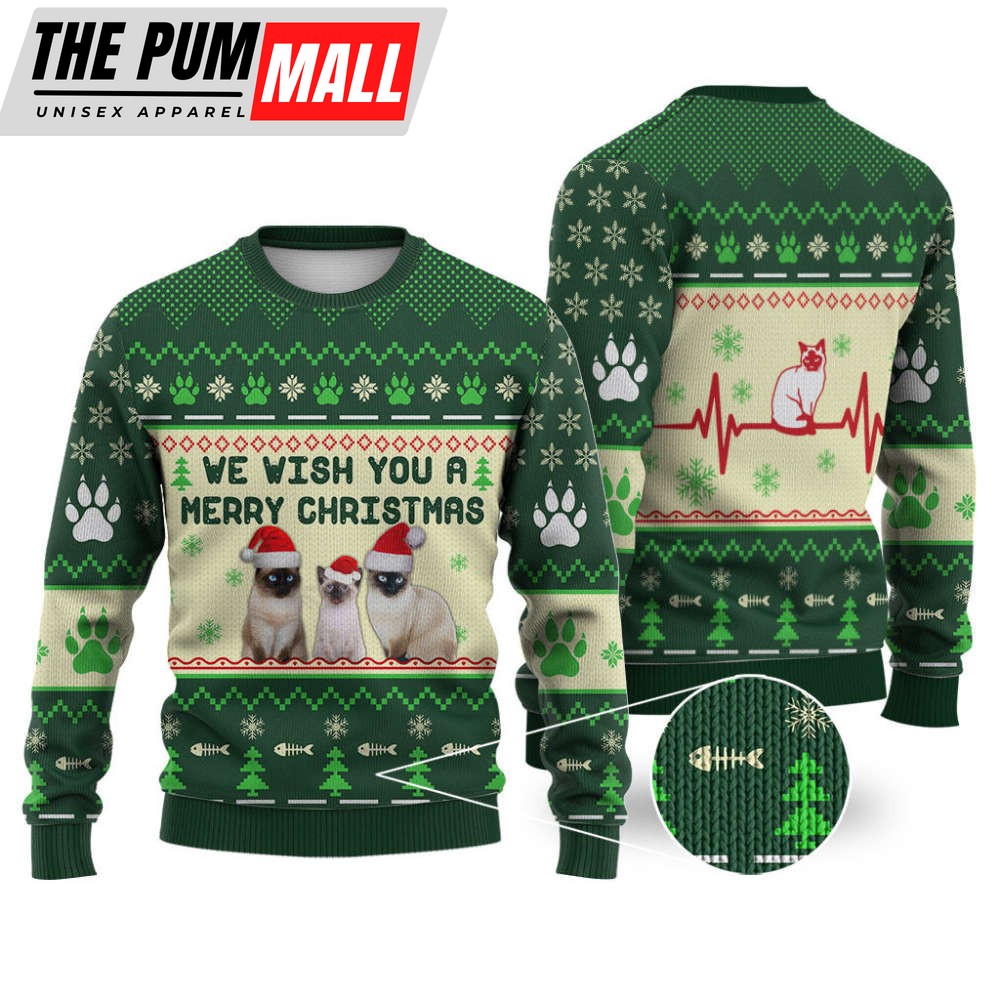 Siamese Cat We Wish You A Merry Christmas Ugly Sweater, Gift For Christmas