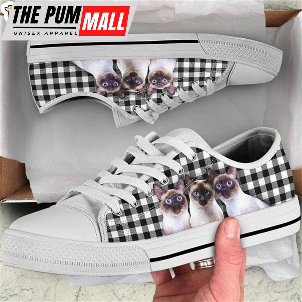 Siamese Cats Low Top Shoes – Gift For Siamese Cat Lovers Canvas Sneaker – Owners Gift Cat Breeders