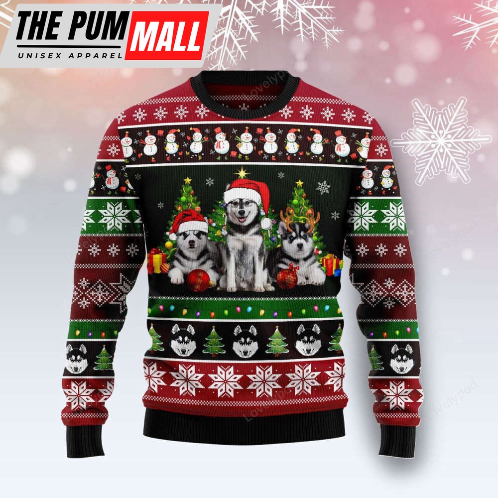 Siberian Husky Group Beauty Ugly Christmas Sweater For Christmas