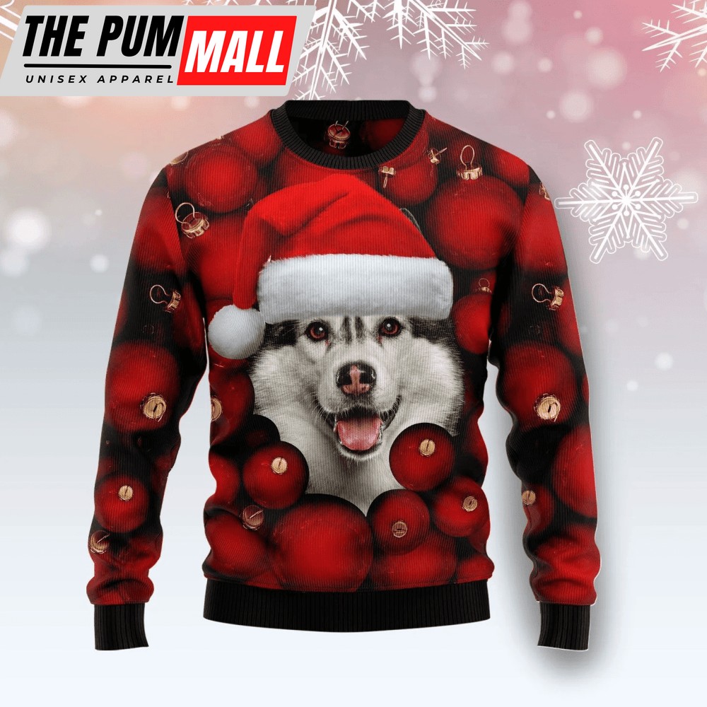 Siberian Husky Ornament Ugly Christmas Sweater 3D Printed