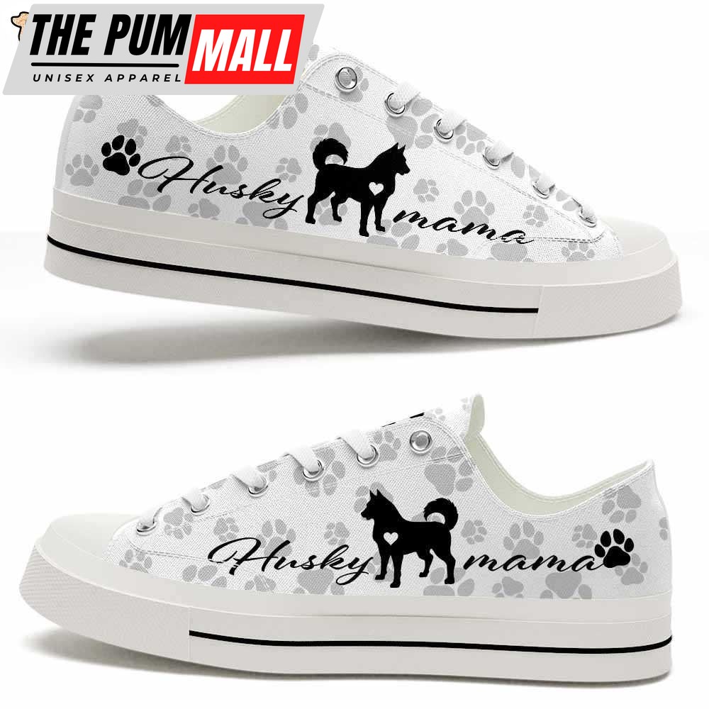 Siberian Husky Paws Pattern Low Top Shoes – Happy International Dog Day Canvas Sneaker – Owners Gift Dog Breeders