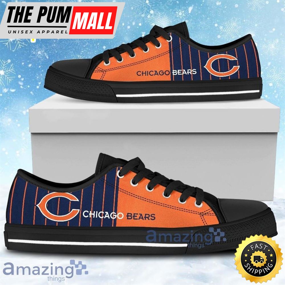 Simple Design Vertical Stripes Chicago Bears Low Top Shoes