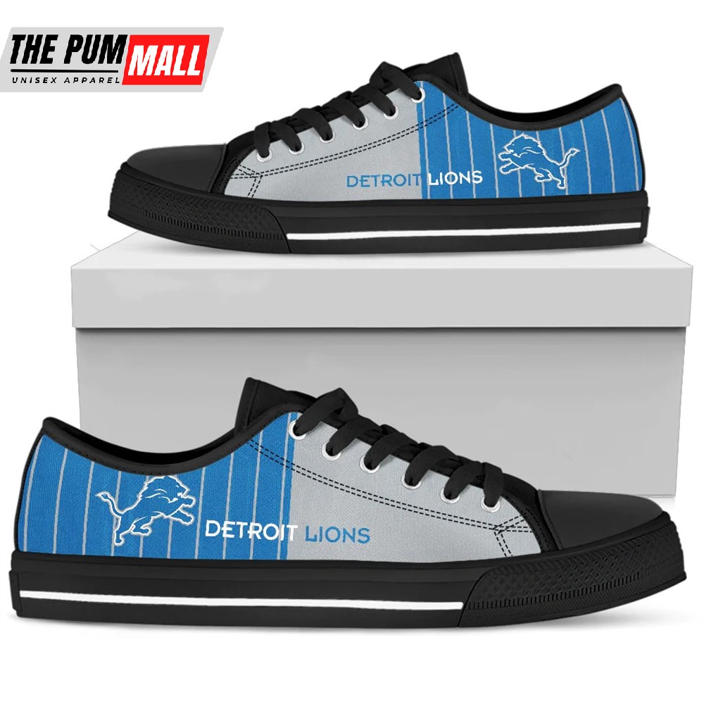 Simple Design Vertical Stripes Detroit Lions Low Top Shoes
