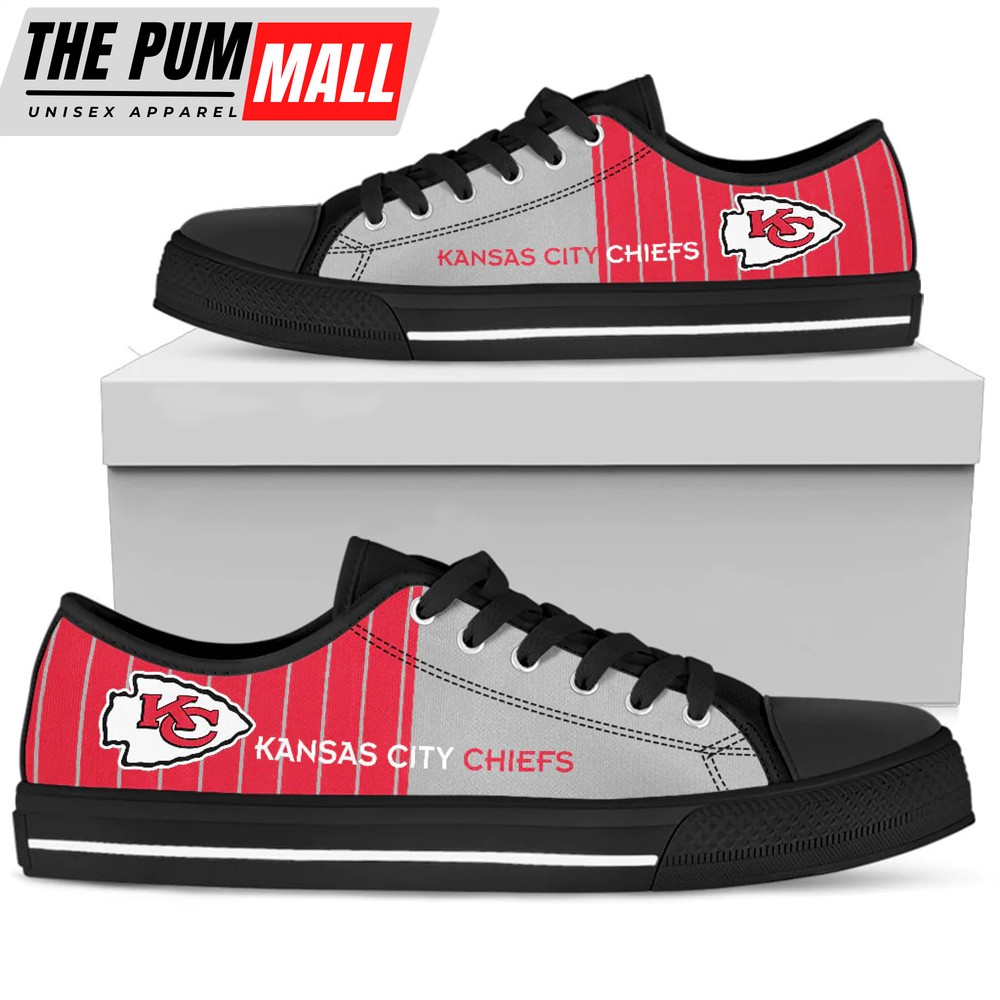 Simple Design Vertical Stripes Kansas City Chiefs Low Top Shoes