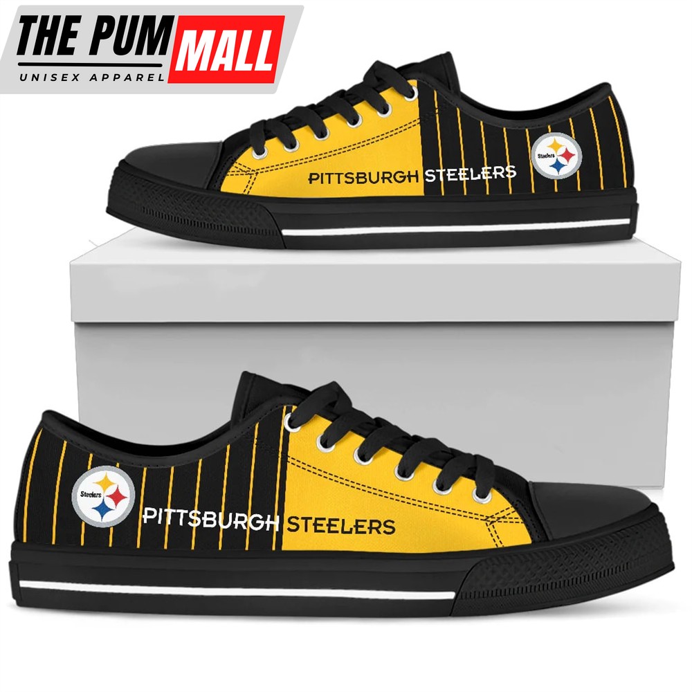 Simple Design Vertical Stripes Pittsburgh Steelers Low Top Shoes