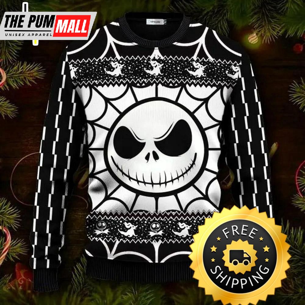 Skeleton Sweater, The Nightmare Before Christmas Jack Skellington Ugly Christmas Sweater, Jack Skellington Ugly Sweater
