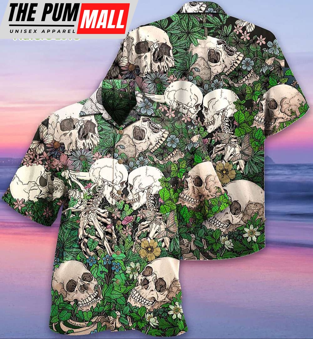 Skull Couple Kiss Hawaiian Shirt