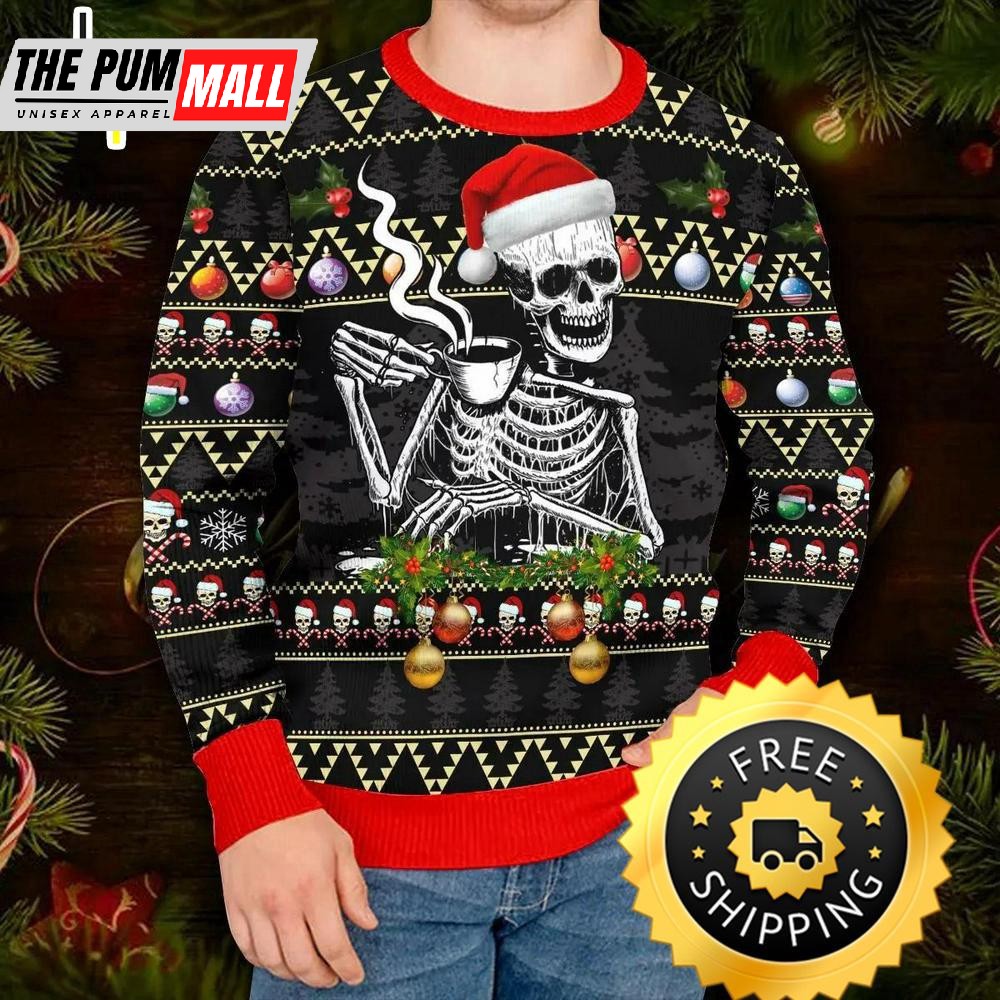 skull-drinking-hot-coffee-christmas-pattern-ugly-christmas-sweater-skull-ugly-s-bv3kp524 Skull Drinking Hot Coffee Christmas Pattern Ugly Christmas Sweater, Skull Ugly Sweater