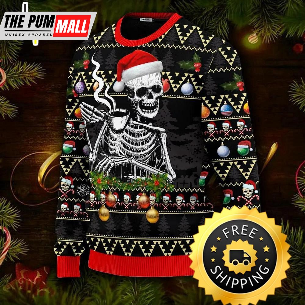 skull-drinking-hot-coffee-christmas-pattern-ugly-christmas-sweater-skull-ugly-s-bv3kp524 Skull Drinking Hot Coffee Christmas Pattern Ugly Christmas Sweater, Skull Ugly Sweater