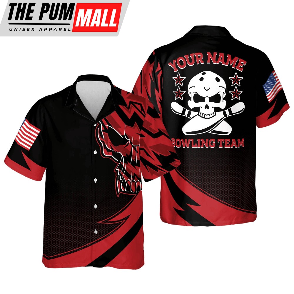 Skull Flag Hawaiian Bowling Shirt – Perfect Bowling Team Gift