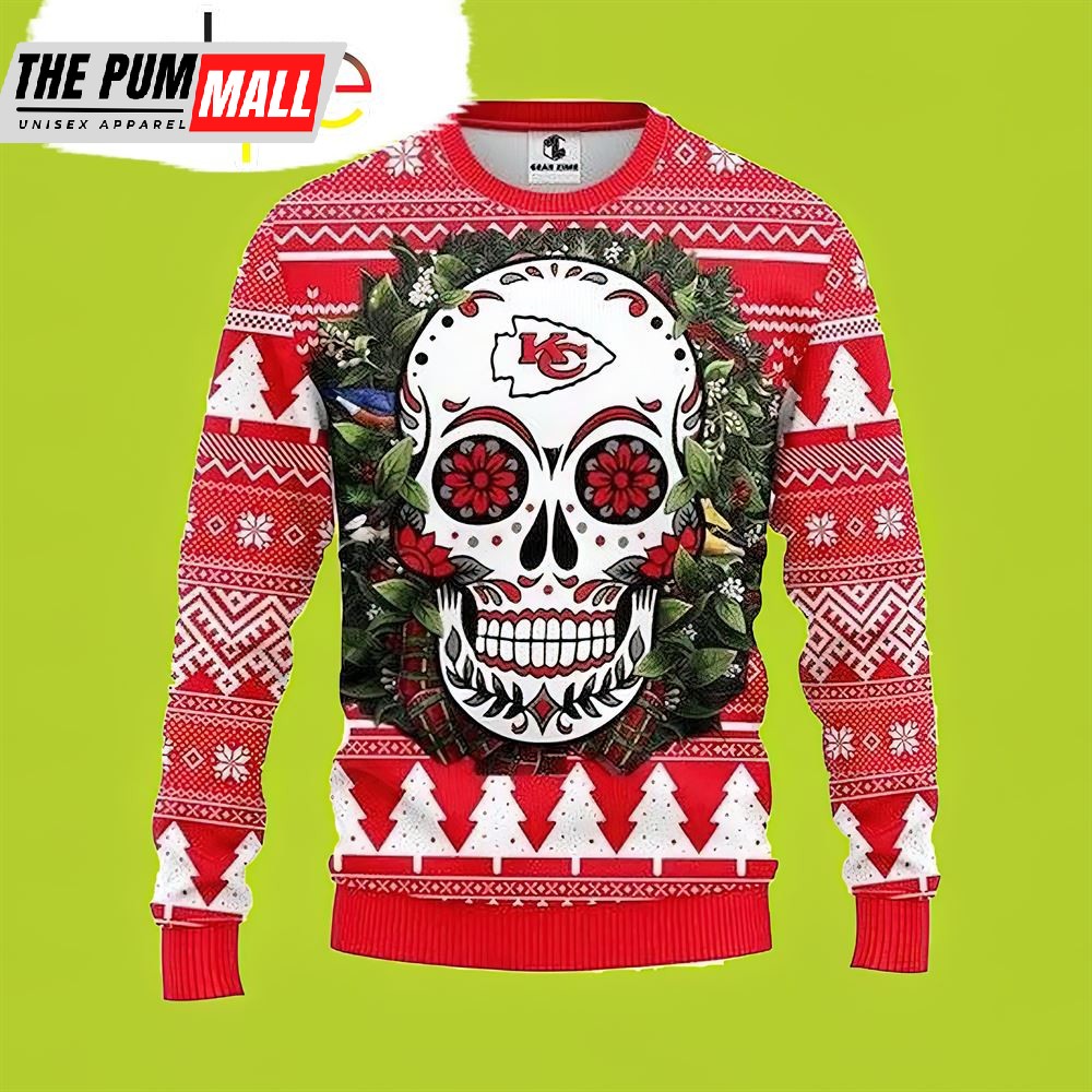 Skull Flower Kansas City Chiefs Sweater