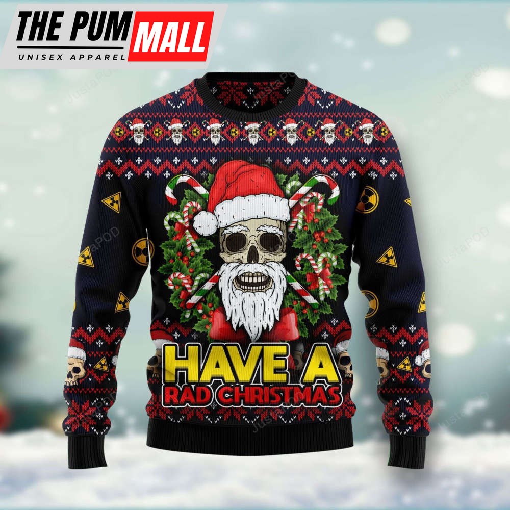 Skull Have A Rad Christmas: Ugly & 3D All-Over Printed Sweater
