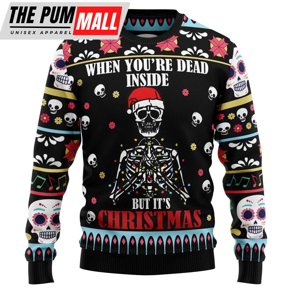 Skull Inside Christmas Ugly Sweater – Festive Attire for Men and Women