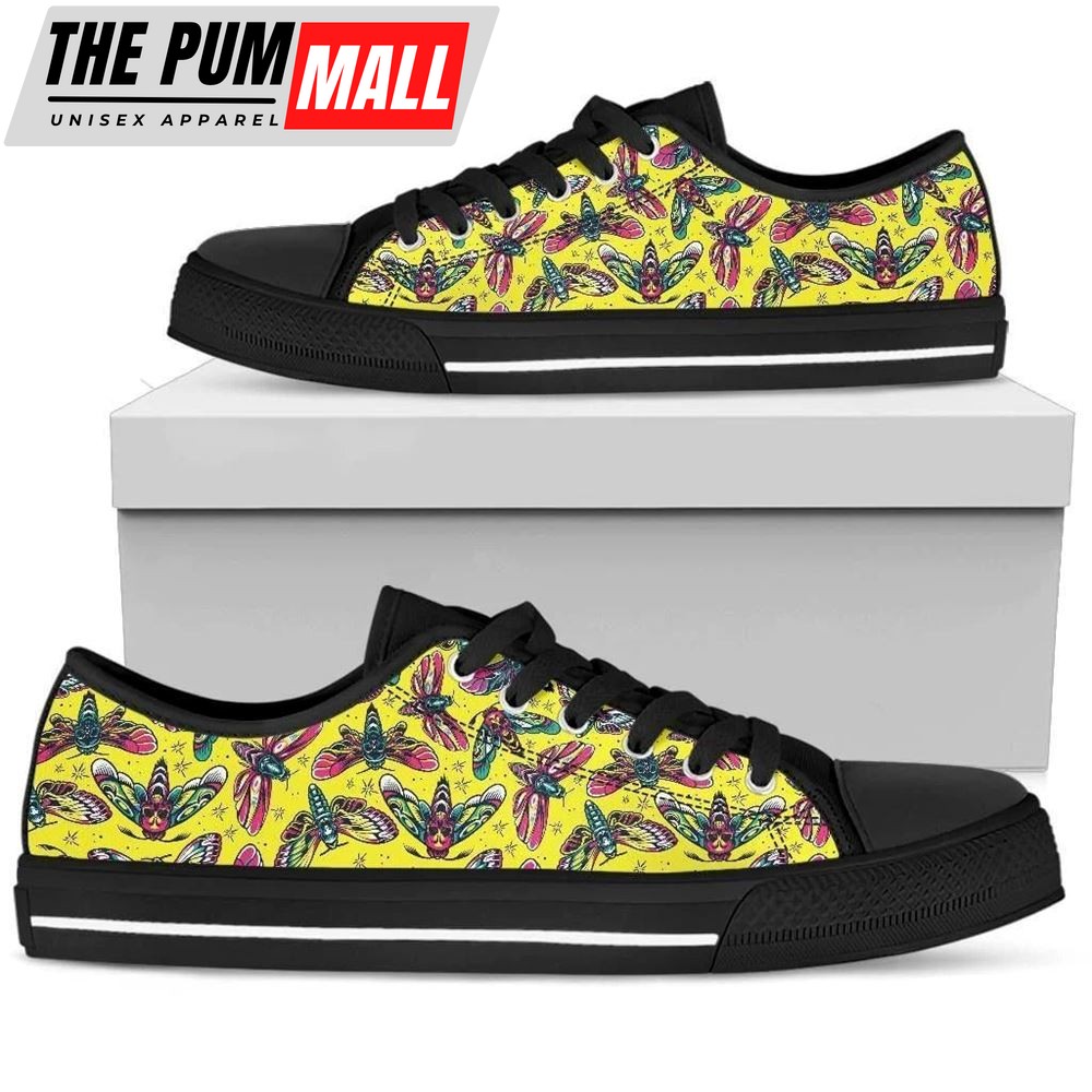 Skull Moths Yellow Canvas Low Top Shoes – Low Top Shoes Mens, Women