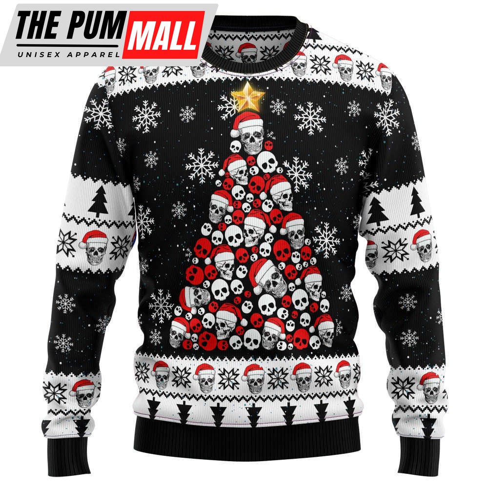 Skull Pine Tree Ugly Christmas Sweater: Funny Sweaters for Men & Women – TB82728