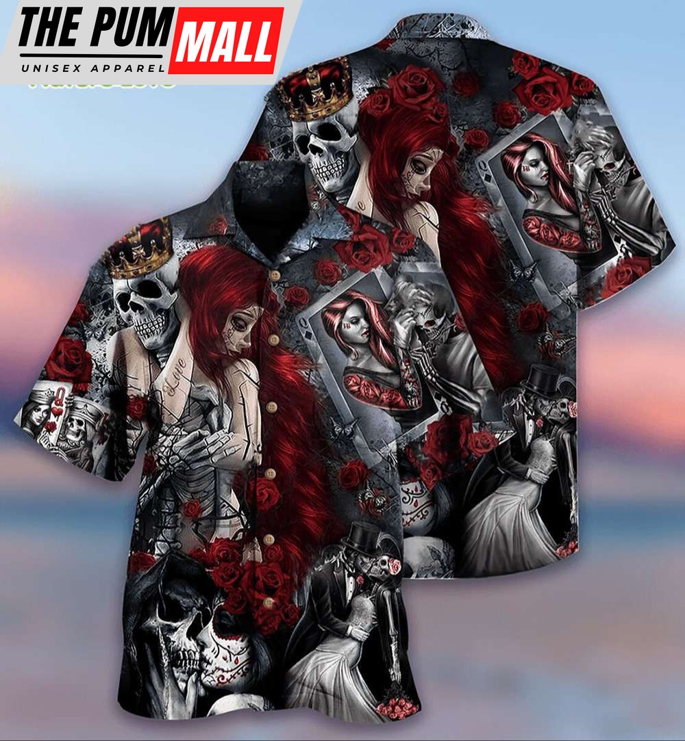 Skull Rose Love Is Life Hawaiian Shirt