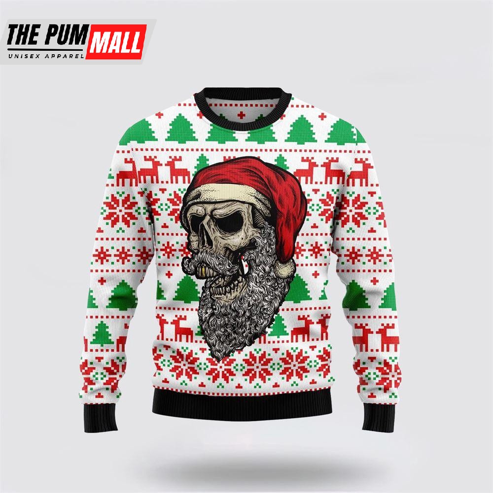 Skull Santa Claus Costume Ugly Christmas Sweater